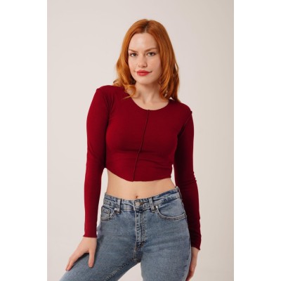 Ters Dikişli Basic Bordo Body Bluz Ters Dikişli Basic Bordo Body Bluz