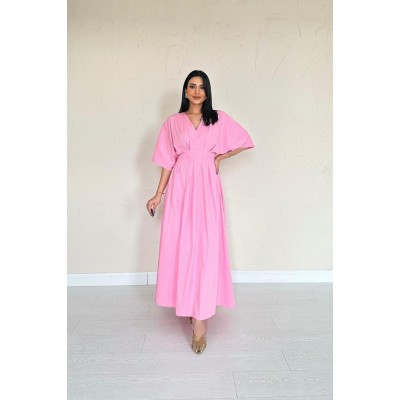 Pembe Pileli Uzun Elbise Pembe Pileli Uzun Elbise