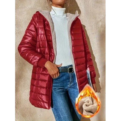 Kadın Uzun Kollu Kapşonlu Cep Detaylı Fermuarlı Orta Boy Mont Kadın Uzun Kollu Kapşonlu Cep Detaylı Fermuarlı Orta Boy Mont
