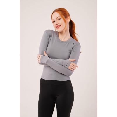 Uzun Kollu Basic Gri Bluz Uzun Kollu Basic Gri Bluz