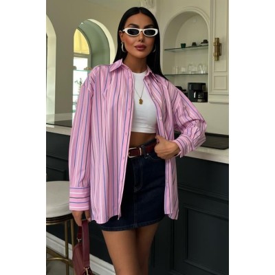 Çizgili Pembe Poplin Gömlek 3451 Çizgili Pembe Poplin Gömlek 3451