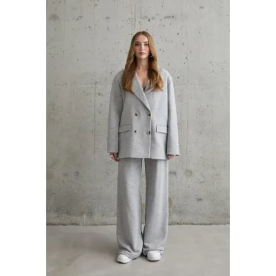 Gri 3-İplik Comfort Ceket Ve Pantolon Takım