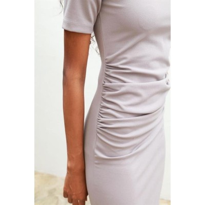 Fancy Büzgülü Midi Elbise 2695-8 Fancy Büzgülü Midi Elbise 2695-8