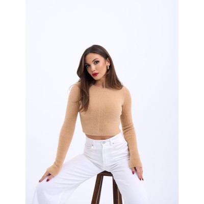 42471 TRİKO CROP KAZAK-BEJ 42471 TRİKO CROP KAZAK-BEJ
