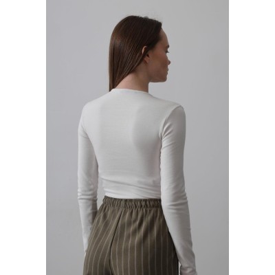 Uzun Kol Crop Top - Ekru Uzun Kol Crop Top - Ekru