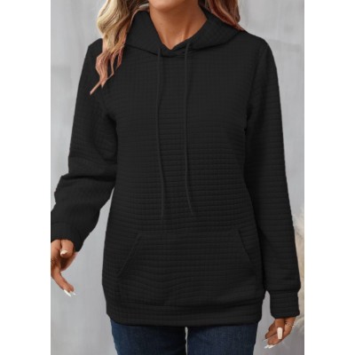 Kadın Uzun Kollu Kapşonlu Bağcıklı Cepli Capitone Sweatshirt Kadın Uzun Kollu Kapşonlu Bağcıklı Cepli Capitone Sweatshirt