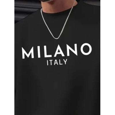 Erkek Uzun Kollu Bisiklet Yaka Milano Yazılı Iki Iplik Bluz Erkek Uzun Kollu Bisiklet Yaka Milano Yazılı Iki Iplik Bluz
