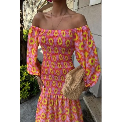 Madonna Yaka Gipe Detaylı Desenli Elbise 2746 Madonna Yaka Gipe Detaylı Desenli Elbise 2746