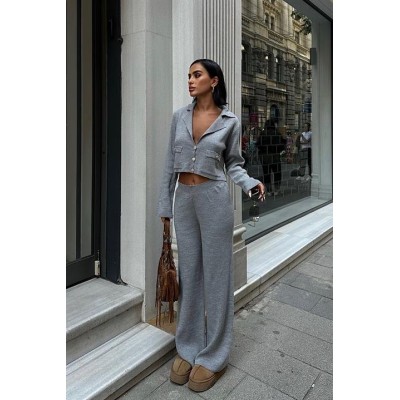 Nancy Kruveze Yaka Crop Takım 9954 - 25 Nancy Kruveze Yaka Crop Takım 9954 - 25