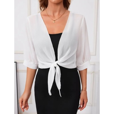 Kadın Truvakar Kol önden Bağlamalı Kısa şifon Bolero Ceket Kadın Truvakar Kol önden Bağlamalı Kısa şifon Bolero Ceket