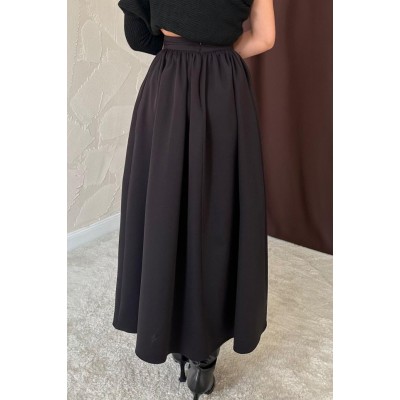 Siyah Beli Büzgülü Etek Siyah Beli Büzgülü Etek