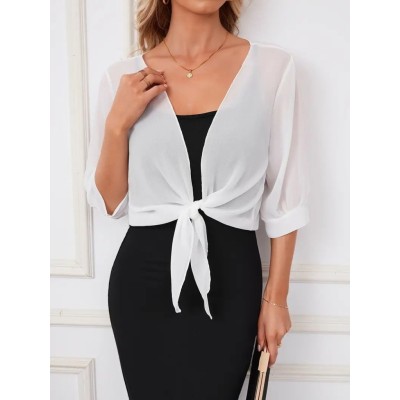 Kadın Truvakar Kol önden Bağlamalı Kısa şifon Bolero Ceket Kadın Truvakar Kol önden Bağlamalı Kısa şifon Bolero Ceket
