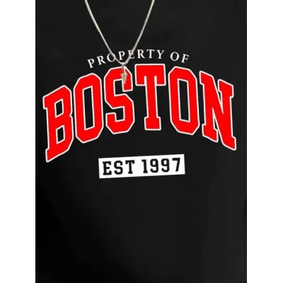Erkek Uzun Kollu Bisiklet Yaka Boston Yazılı Iki Iplik Bluz Erkek Uzun Kollu Bisiklet Yaka Boston Yazılı Iki Iplik Bluz