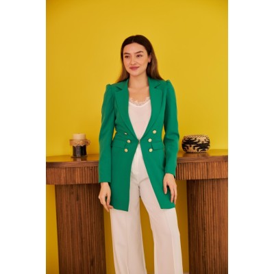 Yeşil Blazer Düğmeli Ceket Yeşil Blazer Düğmeli Ceket