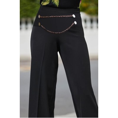 Kadın Beli Zincir Detay Ithal Krep Pantolon Kadın Beli Zincir Detay Ithal Krep Pantolon