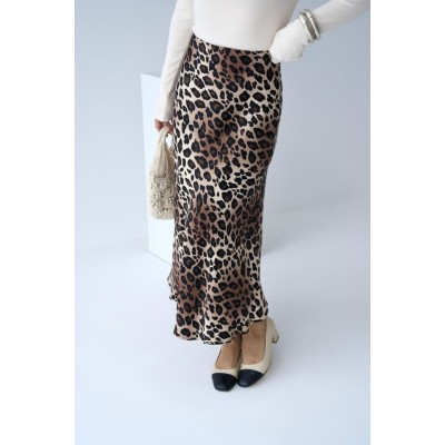 Midi Saten Etek - Leopar Midi Saten Etek - Leopar