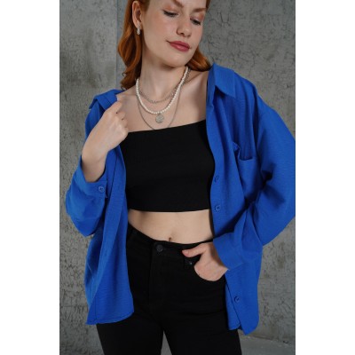 Basic Oversize Saks Gömlek Basic Oversize Saks Gömlek
