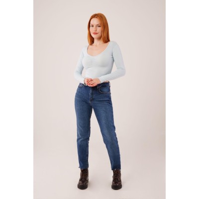 Geniş Yaka Bebe Mavisi Basic Body Bluz Geniş Yaka Bebe Mavisi Basic Body Bluz