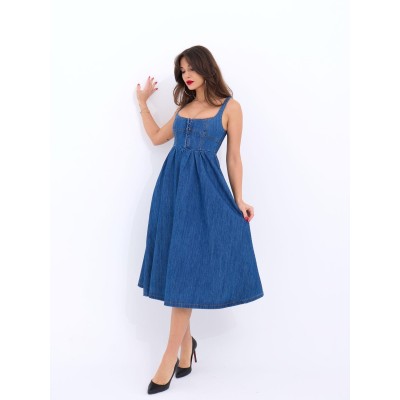 7143 KOT ELBİSE-MAVİ 7143 KOT ELBİSE-MAVİ