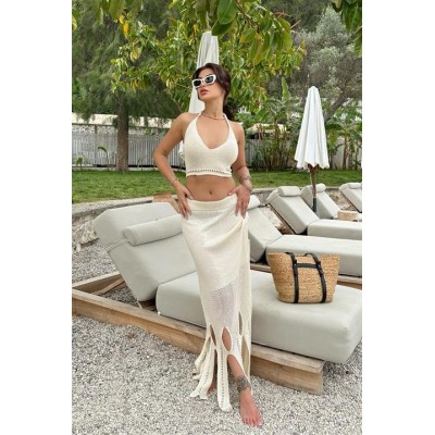 Luna Boyundan Bağlamalı Crop Takım 9868 Luna Boyundan Bağlamalı Crop Takım 9868
