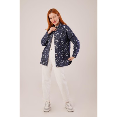 Eskitme Görünümlü Denim Mavi Gömlek Eskitme Görünümlü Denim Mavi Gömlek