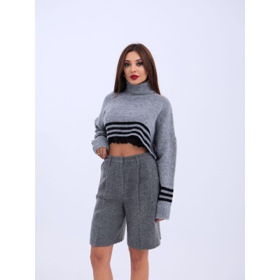 43241 TRİKO ÇİZGİLİ BALIKÇI CROP-GRİ-SİYAH 43241 TRİKO ÇİZGİLİ BALIKÇI CROP-GRİ-SİYAH