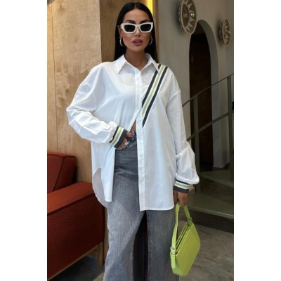 Bant Detaylı Oversize Poplin Gömlek 3436 Bant Detaylı Oversize Poplin Gömlek 3436