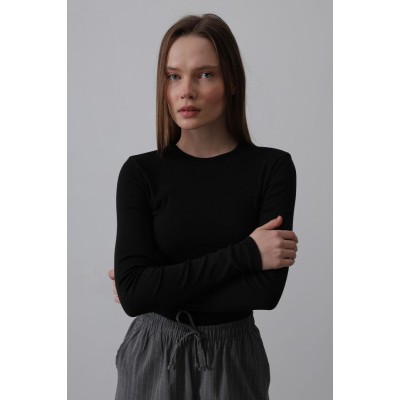 Uzun Kol Crop Top - Siyah Uzun Kol Crop Top - Siyah