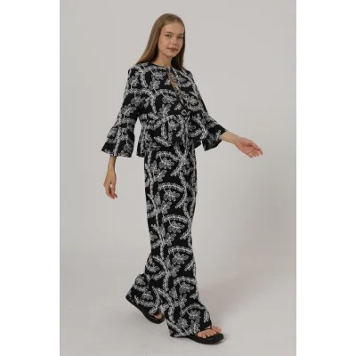 İşlemeli Oversize Pantolon - Siyah İşlemeli Oversize Pantolon - Siyah