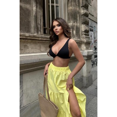 Audrey Fıfrlı Yırtmaç Detay Etek 4037 Audrey Fıfrlı Yırtmaç Detay Etek 4037