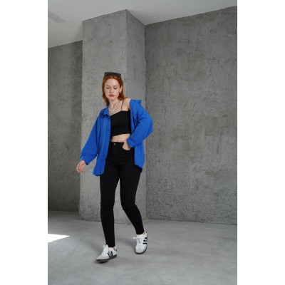 Basic Oversize Saks Gömlek Basic Oversize Saks Gömlek
