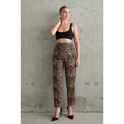 Leopar Desenli Kumaş Pantolon Leopar Desenli Kumaş Pantolon