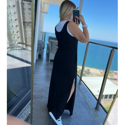 Kadın Yırtmaç Detaylı Viskon Kumaş Maxi Boy Cepli Iç Dahil Ikili Elbise Kadın Yırtmaç Detaylı Viskon Kumaş Maxi Boy Cepli Iç Dahil Ikili Elbise