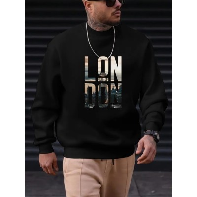 Erkek Uzun Kollu Bisiklet Yaka London Logo Baskılı Iki Iplik Bluz Erkek Uzun Kollu Bisiklet Yaka London Logo Baskılı Iki Iplik Bluz