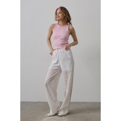 Beli Bağlamalı Brode Pantolon - Beyaz Beli Bağlamalı Brode Pantolon - Beyaz