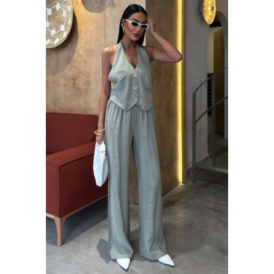 Halter Yaka Yelekli Modal Takım 10144 Halter Yaka Yelekli Modal Takım 10144
