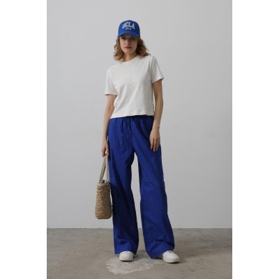 Beli Bağlamalı Brode Pantolon - Saks
