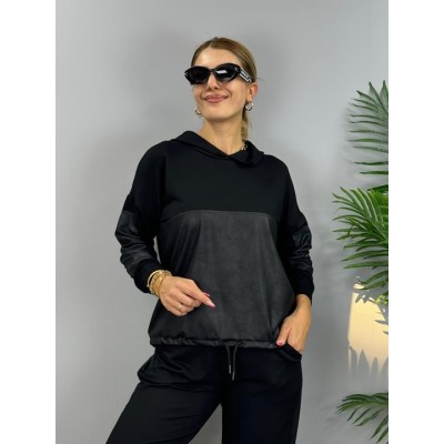Kadın Uzun Kollu Kapüşonlu Oversize Sweat Ve Pantolon Ikili Takım Kadın Uzun Kollu Kapüşonlu Oversize Sweat Ve Pantolon Ikili Takım