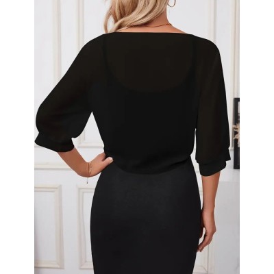 Kadın Truvakar Kol önden Bağlamalı Kısa şifon Bolero Ceket Kadın Truvakar Kol önden Bağlamalı Kısa şifon Bolero Ceket