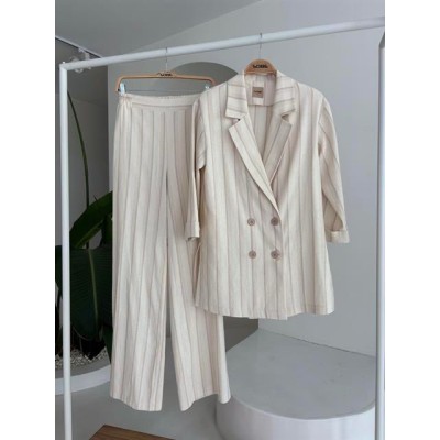 Blazer Ceketli Çizgili Keten Takım 10186 Blazer Ceketli Çizgili Keten Takım 10186