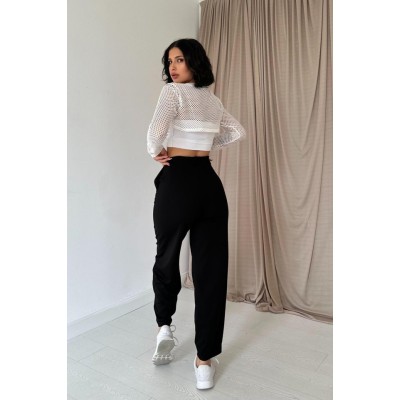 Siyah Pensli Lastik Detaylı Pantolon Siyah Pensli Lastik Detaylı Pantolon
