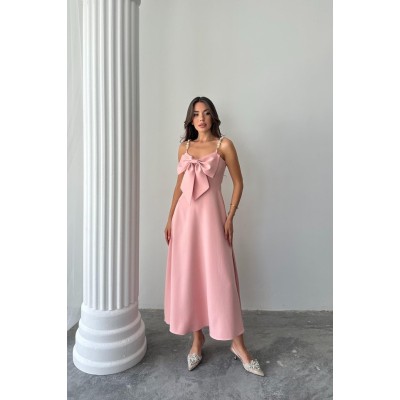 Pembe İnci Askı Detaylı Elbise Pembe İnci Askı Detaylı Elbise