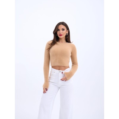 42471 TRİKO CROP KAZAK-BEJ 42471 TRİKO CROP KAZAK-BEJ