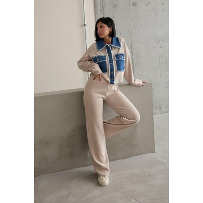 Bej Denim Garnili Gömlek Ve Pantolon Takım Bej Denim Garnili Gömlek Ve Pantolon Takım