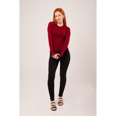Uzun Kollu Basic Bordo Bluz Uzun Kollu Basic Bordo Bluz
