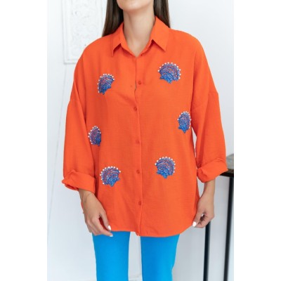 Oranj Deniz Kabuk Desenli Gömlek Oranj Deniz Kabuk Desenli Gömlek