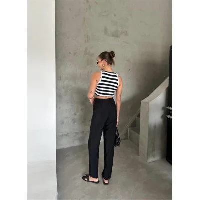 BEL LASTİK DETAYLI MODAL KUMAŞ PANTOLON - Siyah BEL LASTİK DETAYLI MODAL KUMAŞ PANTOLON - Siyah
