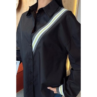 Bant Detaylı Oversize Poplin Gömlek 3436 Bant Detaylı Oversize Poplin Gömlek 3436