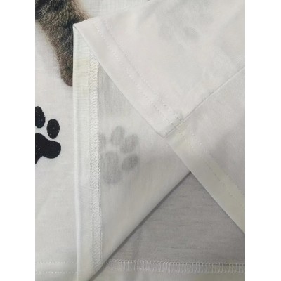 Kadın Kısa Kollu Kedi Ve Pati Baskılı Süprem T-shirt Kadın Kısa Kollu Kedi Ve Pati Baskılı Süprem T-shirt