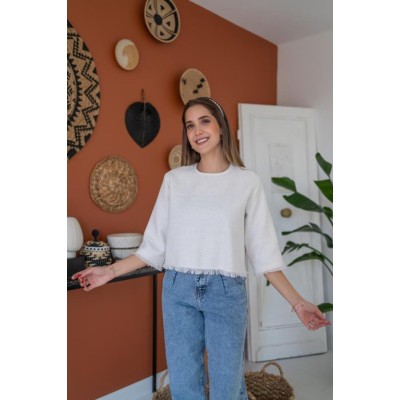 Beyaz Püskül Detaylı Bluz Beyaz Püskül Detaylı Bluz